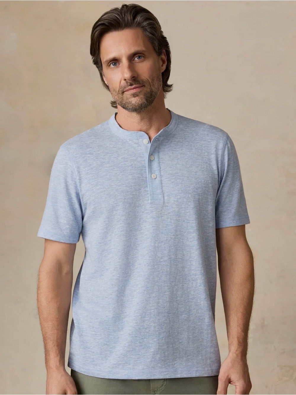 Faherty Short-Sleeve Breeze Henley - Blue Isle Size XL